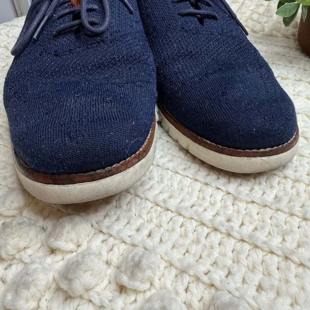 COLE HAAN 2.ZEROGRAND C24947 Stitchlite Oxford Blue Knit Leather Accents Size 10